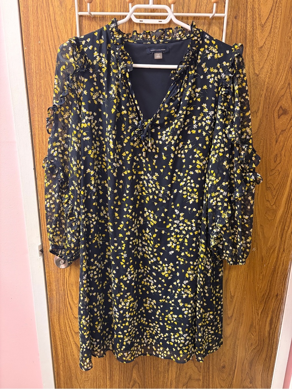 Tommy Hilfiger Black Mini Dress with Yellow Floral Print
